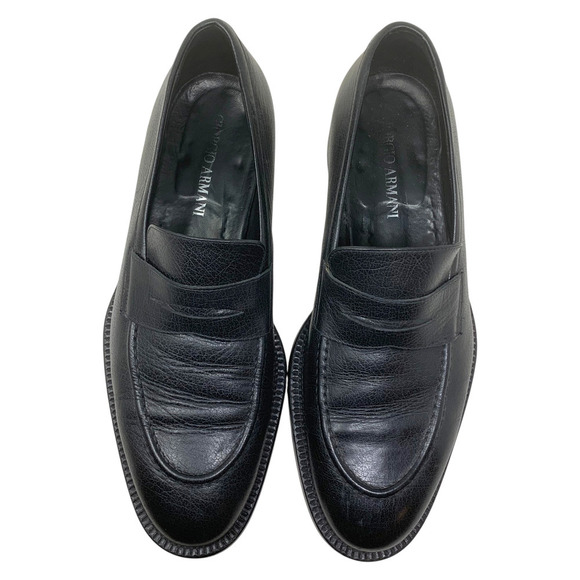 Giorgio Armani Mens Sz US 10.5 EU 43.5 Classic Black Leather  display picture 2